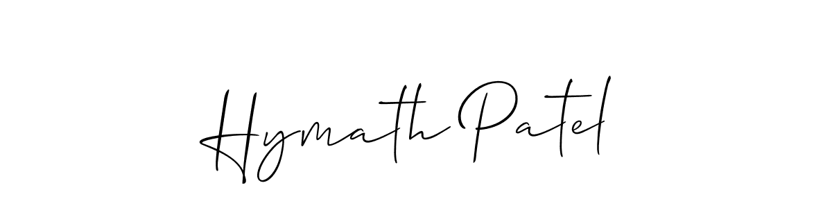 Make a beautiful signature design for name Hymath Patel. With this signature (Allison_Script) style, you can create a handwritten signature for free. Hymath Patel signature style 2 images and pictures png