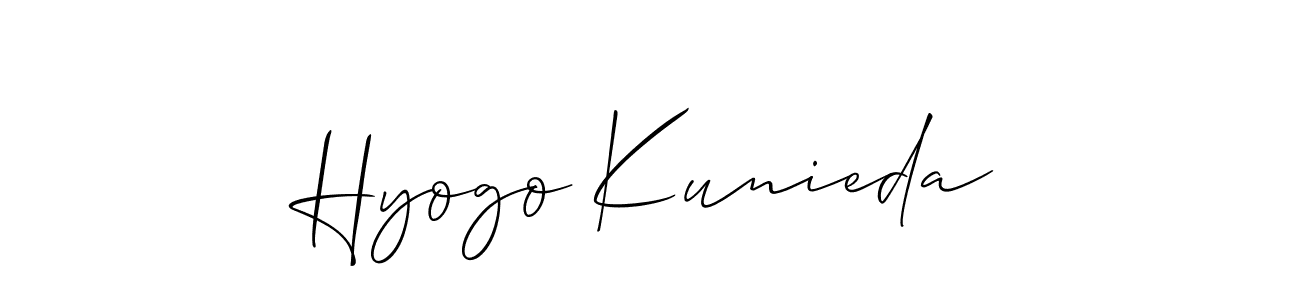 How to make Hyogo Kunieda name signature. Use Allison_Script style for creating short signs online. This is the latest handwritten sign. Hyogo Kunieda signature style 2 images and pictures png