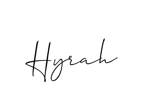 Also You can easily find your signature by using the search form. We will create Hyrah name handwritten signature images for you free of cost using Allison_Script sign style. Hyrah signature style 2 images and pictures png