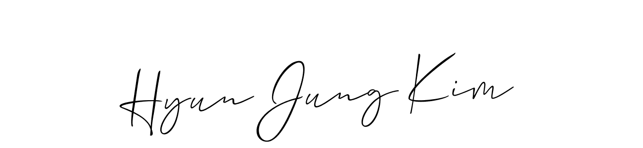 Allison_Script is a professional signature style that is perfect for those who want to add a touch of class to their signature. It is also a great choice for those who want to make their signature more unique. Get Hyun Jung Kim name to fancy signature for free. Hyun Jung Kim signature style 2 images and pictures png