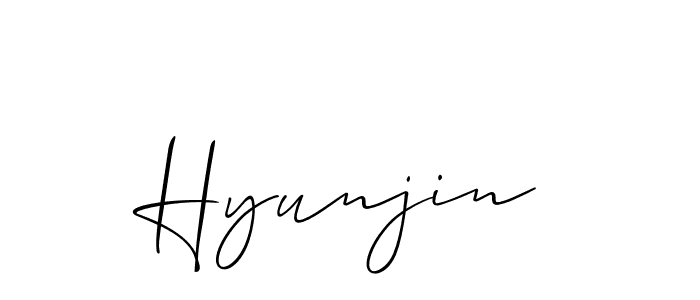Allison_Script is a professional signature style that is perfect for those who want to add a touch of class to their signature. It is also a great choice for those who want to make their signature more unique. Get Hyunjin name to fancy signature for free. Hyunjin signature style 2 images and pictures png