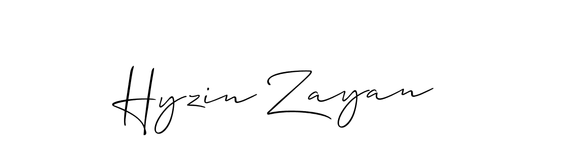 Allison_Script is a professional signature style that is perfect for those who want to add a touch of class to their signature. It is also a great choice for those who want to make their signature more unique. Get Hyzin Zayan name to fancy signature for free. Hyzin Zayan signature style 2 images and pictures png