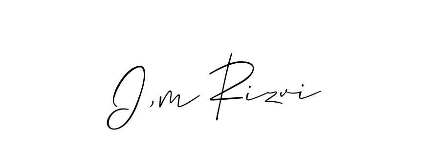 Create a beautiful signature design for name I,m Rizvi. With this signature (Allison_Script) fonts, you can make a handwritten signature for free. I,m Rizvi signature style 2 images and pictures png