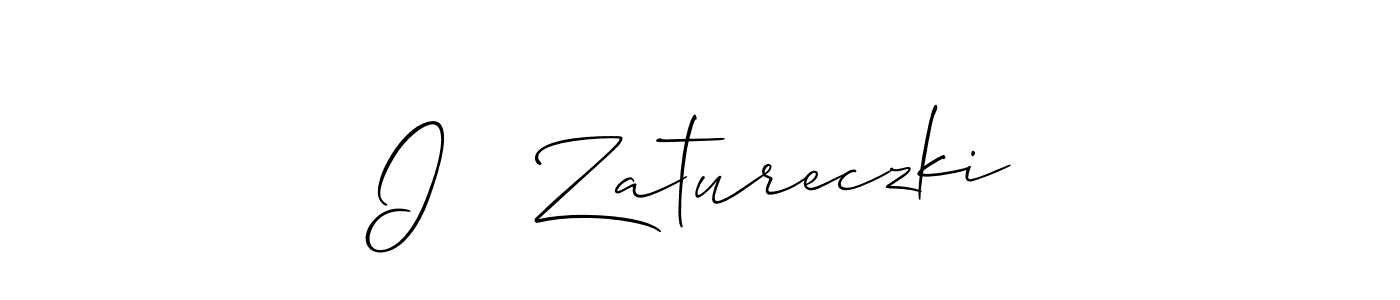 Make a beautiful signature design for name I   Zatureczki. With this signature (Allison_Script) style, you can create a handwritten signature for free. I   Zatureczki signature style 2 images and pictures png