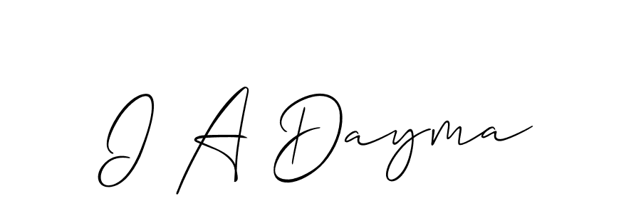Make a beautiful signature design for name I A Dayma. With this signature (Allison_Script) style, you can create a handwritten signature for free. I A Dayma signature style 2 images and pictures png