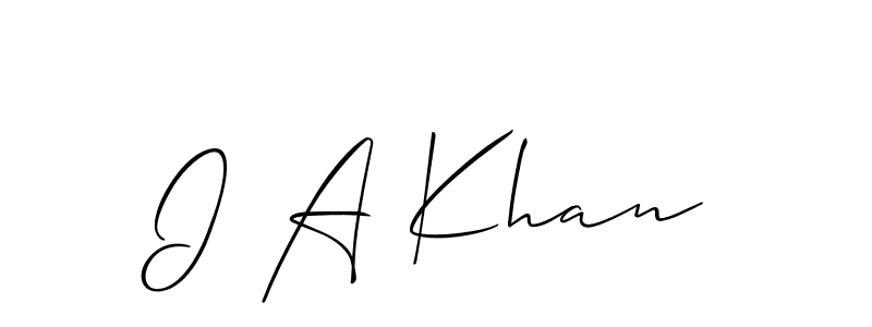 The best way (Allison_Script) to make a short signature is to pick only two or three words in your name. The name I A Khan include a total of six letters. For converting this name. I A Khan signature style 2 images and pictures png