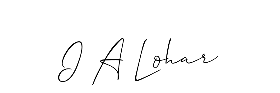 Use a signature maker to create a handwritten signature online. With this signature software, you can design (Allison_Script) your own signature for name I A Lohar. I A Lohar signature style 2 images and pictures png