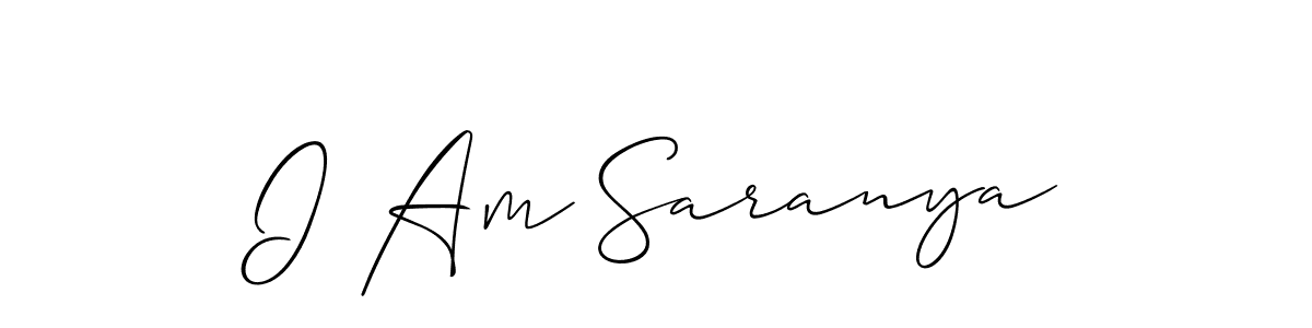 Allison_Script is a professional signature style that is perfect for those who want to add a touch of class to their signature. It is also a great choice for those who want to make their signature more unique. Get I Am Saranya name to fancy signature for free. I Am Saranya signature style 2 images and pictures png
