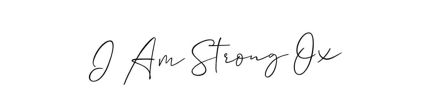 Allison_Script is a professional signature style that is perfect for those who want to add a touch of class to their signature. It is also a great choice for those who want to make their signature more unique. Get I Am Strong Ox name to fancy signature for free. I Am Strong Ox signature style 2 images and pictures png