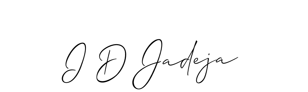 Create a beautiful signature design for name I D Jadeja. With this signature (Allison_Script) fonts, you can make a handwritten signature for free. I D Jadeja signature style 2 images and pictures png