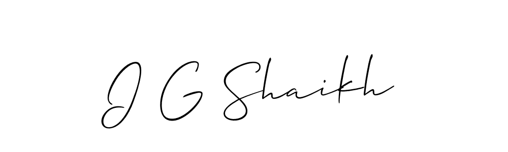 Use a signature maker to create a handwritten signature online. With this signature software, you can design (Allison_Script) your own signature for name I G Shaikh. I G Shaikh signature style 2 images and pictures png