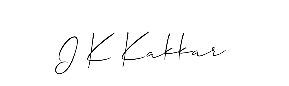 The best way (Allison_Script) to make a short signature is to pick only two or three words in your name. The name I K Kakkar include a total of six letters. For converting this name. I K Kakkar signature style 2 images and pictures png