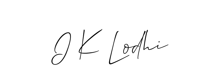 Use a signature maker to create a handwritten signature online. With this signature software, you can design (Allison_Script) your own signature for name I K Lodhi. I K Lodhi signature style 2 images and pictures png