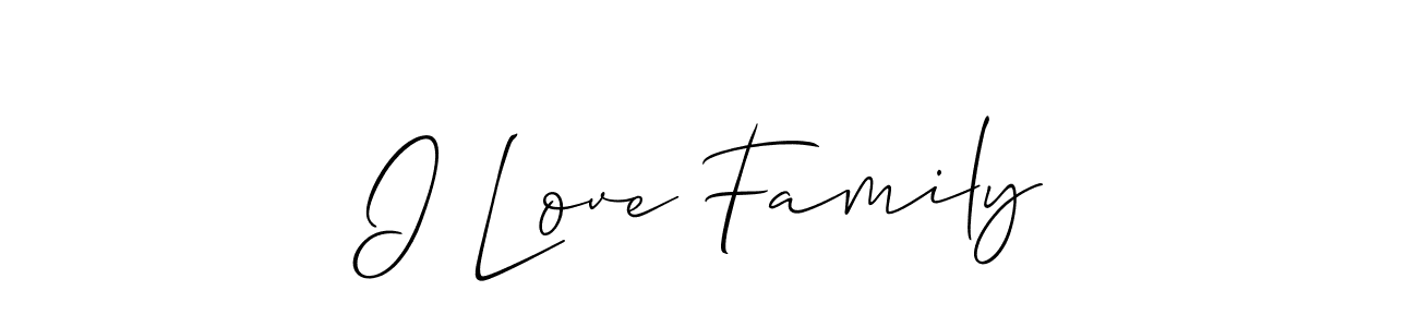 How to make I Love Family name signature. Use Allison_Script style for creating short signs online. This is the latest handwritten sign. I Love Family signature style 2 images and pictures png