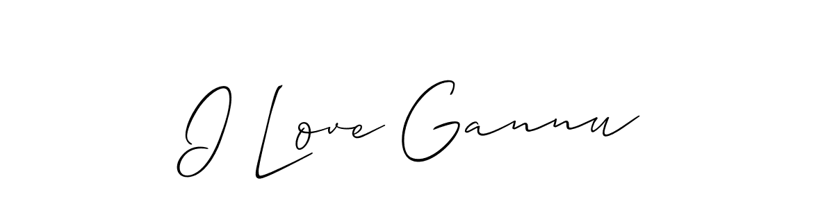 Allison_Script is a professional signature style that is perfect for those who want to add a touch of class to their signature. It is also a great choice for those who want to make their signature more unique. Get I Love Gannu name to fancy signature for free. I Love Gannu signature style 2 images and pictures png
