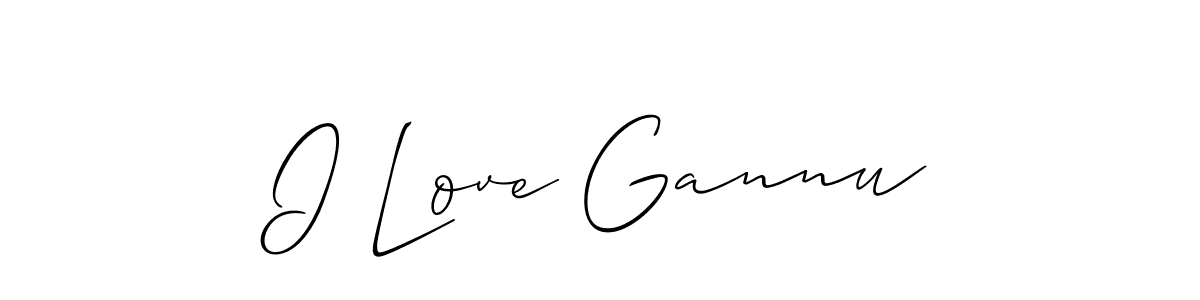 Allison_Script is a professional signature style that is perfect for those who want to add a touch of class to their signature. It is also a great choice for those who want to make their signature more unique. Get I Love Gannu name to fancy signature for free. I Love Gannu signature style 2 images and pictures png