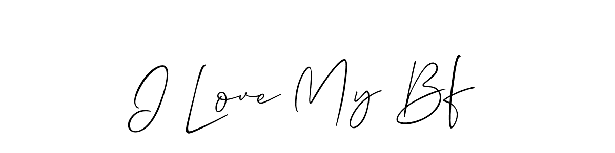 The best way (Allison_Script) to make a short signature is to pick only two or three words in your name. The name I Love My Bf include a total of six letters. For converting this name. I Love My Bf signature style 2 images and pictures png