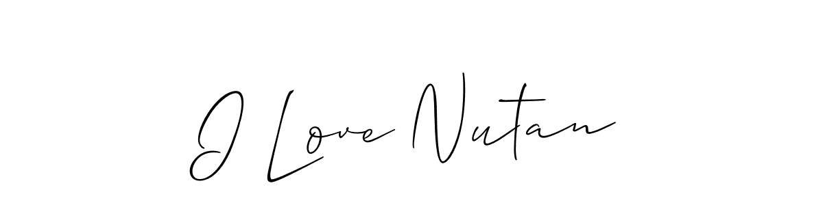 How to make I Love Nutan name signature. Use Allison_Script style for creating short signs online. This is the latest handwritten sign. I Love Nutan signature style 2 images and pictures png