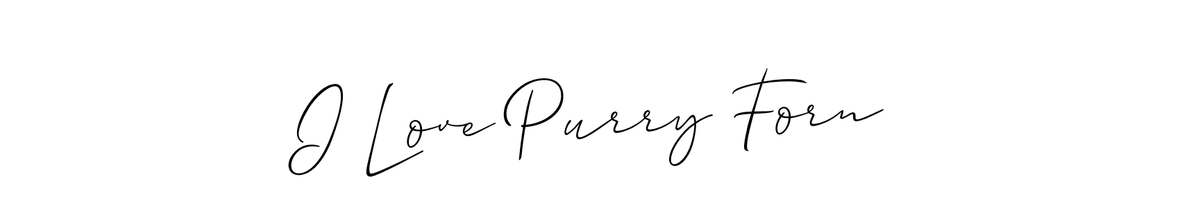 The best way (Allison_Script) to make a short signature is to pick only two or three words in your name. The name I Love Purry Forn include a total of six letters. For converting this name. I Love Purry Forn signature style 2 images and pictures png