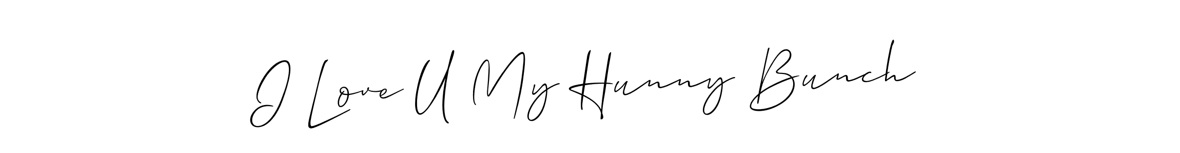 Use a signature maker to create a handwritten signature online. With this signature software, you can design (Allison_Script) your own signature for name I Love U My Hunny Bunch. I Love U My Hunny Bunch signature style 2 images and pictures png