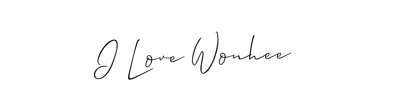 Use a signature maker to create a handwritten signature online. With this signature software, you can design (Allison_Script) your own signature for name I Love Wonhee. I Love Wonhee signature style 2 images and pictures png