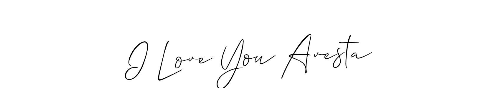 Use a signature maker to create a handwritten signature online. With this signature software, you can design (Allison_Script) your own signature for name I Love You Avesta. I Love You Avesta signature style 2 images and pictures png