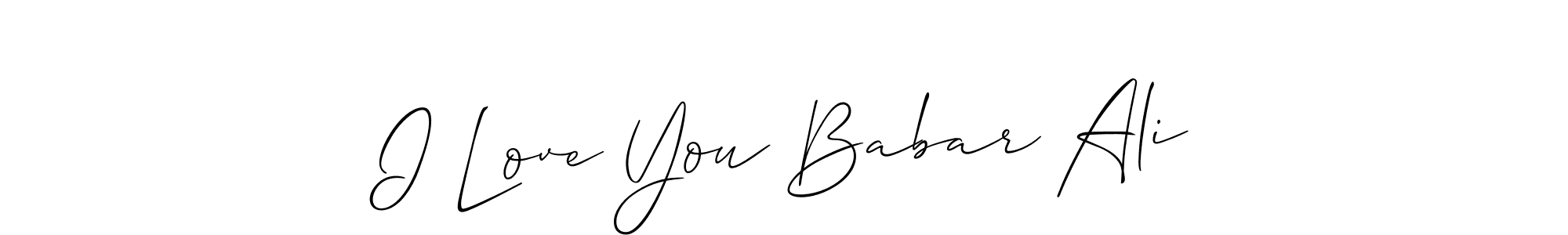 if you are searching for the best signature style for your name I Love You Babar Ali. so please give up your signature search. here we have designed multiple signature styles  using Allison_Script. I Love You Babar Ali signature style 2 images and pictures png