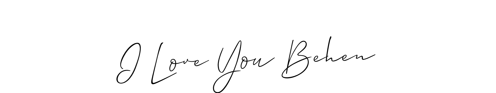 Best and Professional Signature Style for I Love You Behen. Allison_Script Best Signature Style Collection. I Love You Behen signature style 2 images and pictures png