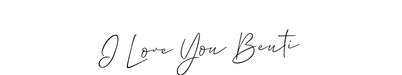 The best way (Allison_Script) to make a short signature is to pick only two or three words in your name. The name I Love You Beuti include a total of six letters. For converting this name. I Love You Beuti signature style 2 images and pictures png