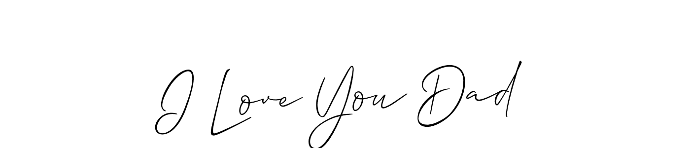 Allison_Script is a professional signature style that is perfect for those who want to add a touch of class to their signature. It is also a great choice for those who want to make their signature more unique. Get I Love You Dad name to fancy signature for free. I Love You Dad signature style 2 images and pictures png