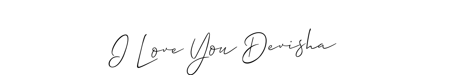 Similarly Allison_Script is the best handwritten signature design. Signature creator online .You can use it as an online autograph creator for name I Love You Devisha. I Love You Devisha signature style 2 images and pictures png