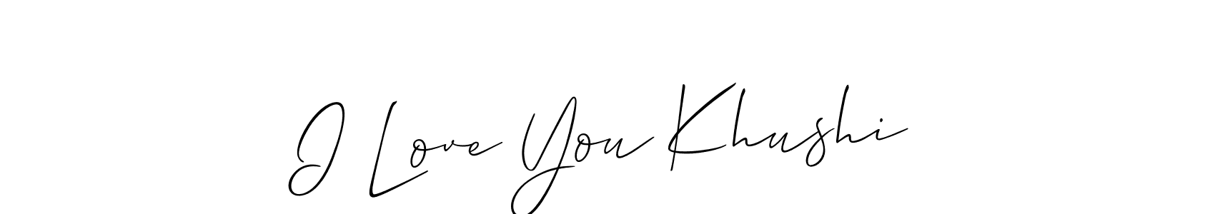 How to make I Love You Khushi name signature. Use Allison_Script style for creating short signs online. This is the latest handwritten sign. I Love You Khushi signature style 2 images and pictures png