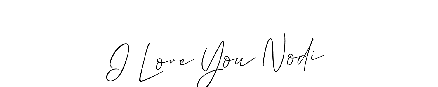 Use a signature maker to create a handwritten signature online. With this signature software, you can design (Allison_Script) your own signature for name I Love You Nodi. I Love You Nodi signature style 2 images and pictures png