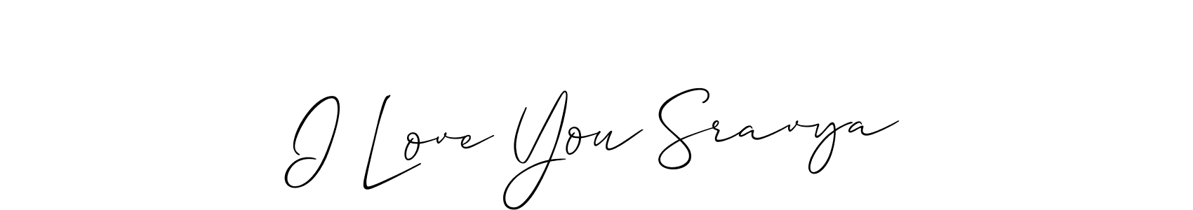 Use a signature maker to create a handwritten signature online. With this signature software, you can design (Allison_Script) your own signature for name I Love You Sravya. I Love You Sravya signature style 2 images and pictures png