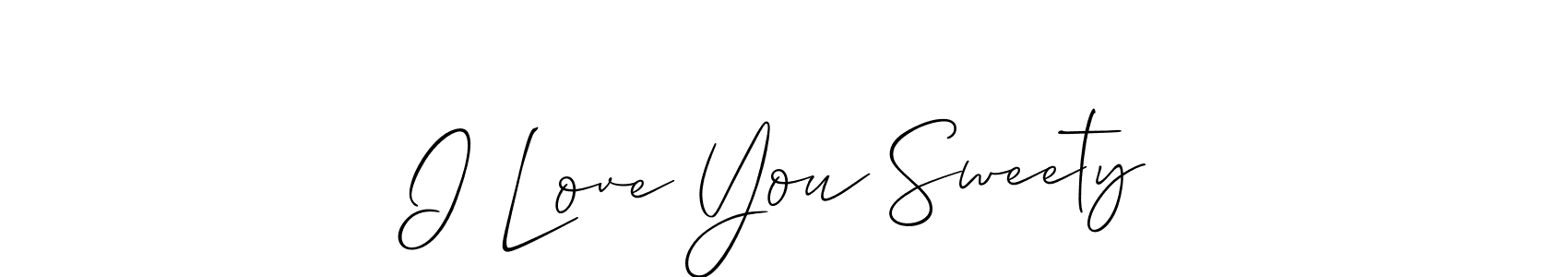 Use a signature maker to create a handwritten signature online. With this signature software, you can design (Allison_Script) your own signature for name I Love You Sweety. I Love You Sweety signature style 2 images and pictures png