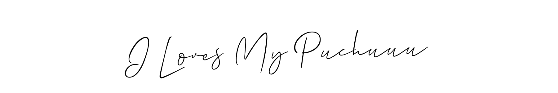 Make a beautiful signature design for name I Loves My Puchuuu. With this signature (Allison_Script) style, you can create a handwritten signature for free. I Loves My Puchuuu signature style 2 images and pictures png