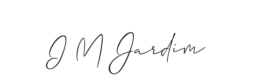 The best way (Allison_Script) to make a short signature is to pick only two or three words in your name. The name I M Jardim include a total of six letters. For converting this name. I M Jardim signature style 2 images and pictures png