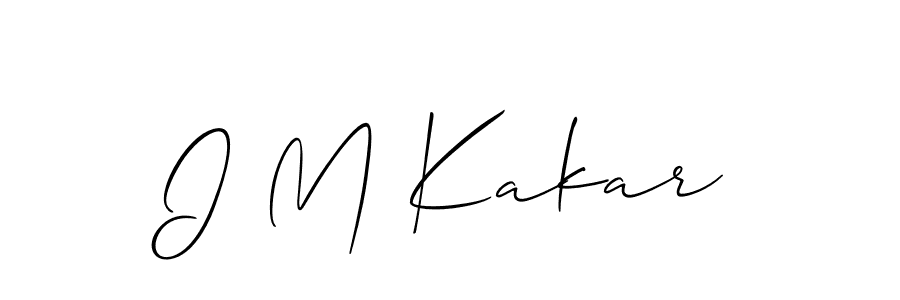 Use a signature maker to create a handwritten signature online. With this signature software, you can design (Allison_Script) your own signature for name I M Kakar. I M Kakar signature style 2 images and pictures png