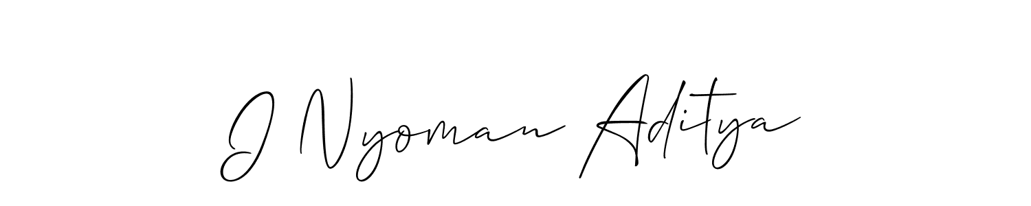 How to make I Nyoman Aditya name signature. Use Allison_Script style for creating short signs online. This is the latest handwritten sign. I Nyoman Aditya signature style 2 images and pictures png
