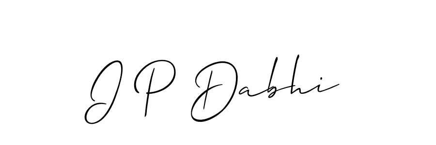 The best way (Allison_Script) to make a short signature is to pick only two or three words in your name. The name I P Dabhi include a total of six letters. For converting this name. I P Dabhi signature style 2 images and pictures png
