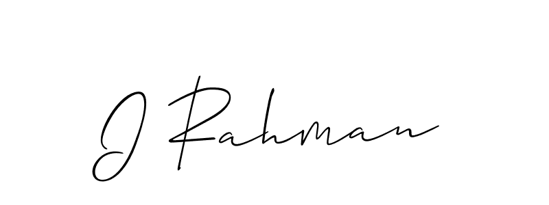 How to make I Rahman signature? Allison_Script is a professional autograph style. Create handwritten signature for I Rahman name. I Rahman signature style 2 images and pictures png