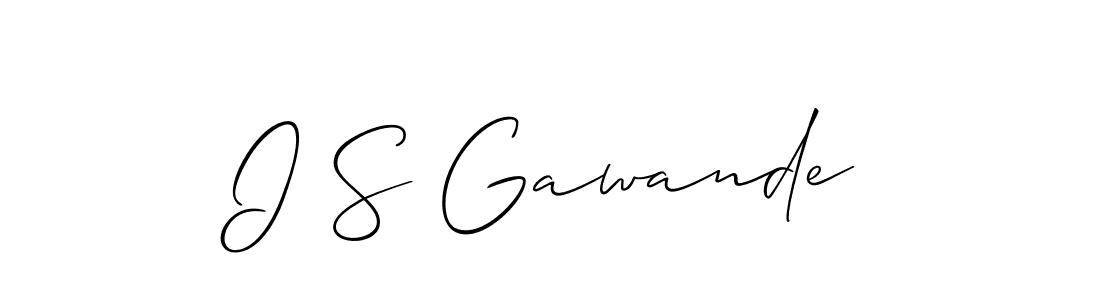 How to Draw I S Gawande signature style? Allison_Script is a latest design signature styles for name I S Gawande. I S Gawande signature style 2 images and pictures png