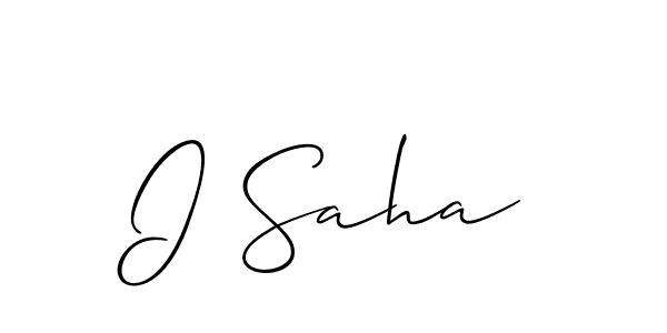 The best way (Allison_Script) to make a short signature is to pick only two or three words in your name. The name I Saha include a total of six letters. For converting this name. I Saha signature style 2 images and pictures png