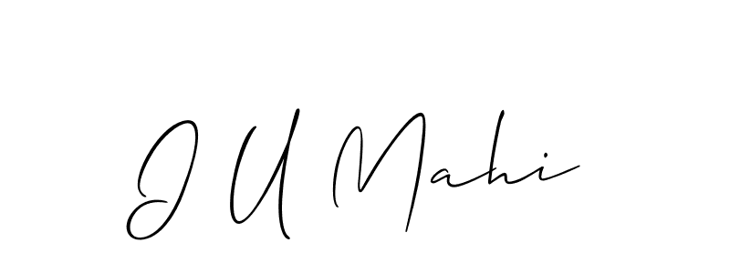 How to make I U Mahi name signature. Use Allison_Script style for creating short signs online. This is the latest handwritten sign. I U Mahi signature style 2 images and pictures png