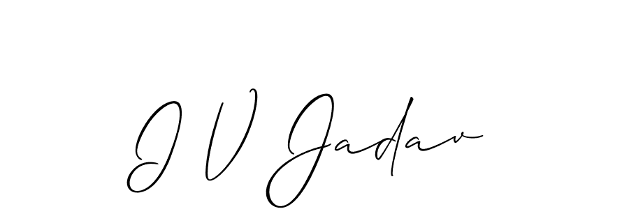 Use a signature maker to create a handwritten signature online. With this signature software, you can design (Allison_Script) your own signature for name I V Jadav. I V Jadav signature style 2 images and pictures png