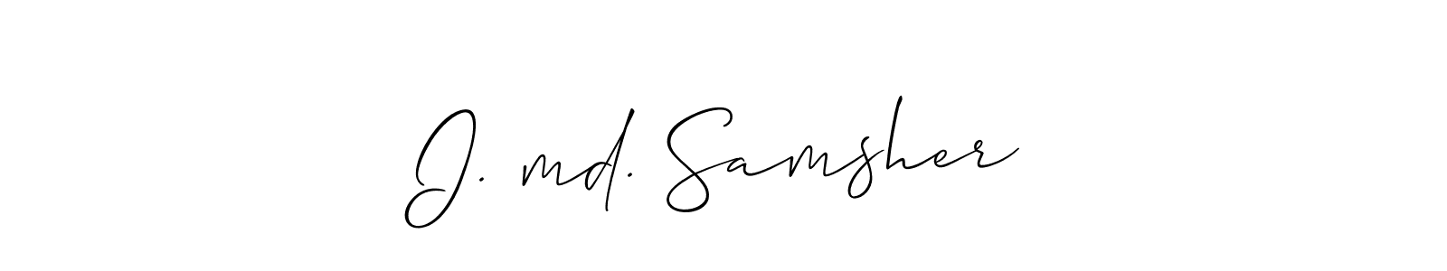 The best way (Allison_Script) to make a short signature is to pick only two or three words in your name. The name I.❤md. Samsher include a total of six letters. For converting this name. I.❤md. Samsher signature style 2 images and pictures png