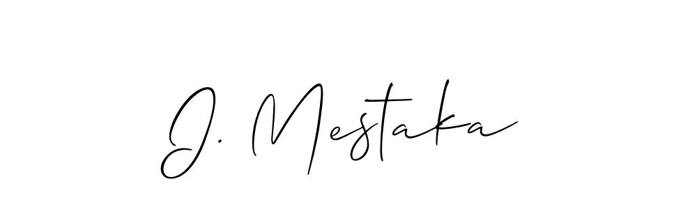 Allison_Script is a professional signature style that is perfect for those who want to add a touch of class to their signature. It is also a great choice for those who want to make their signature more unique. Get I. Mestaka name to fancy signature for free. I. Mestaka signature style 2 images and pictures png