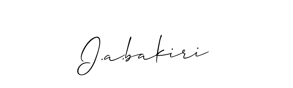 Use a signature maker to create a handwritten signature online. With this signature software, you can design (Allison_Script) your own signature for name I.a.bakiri. I.a.bakiri signature style 2 images and pictures png