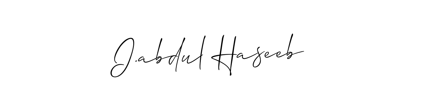 Use a signature maker to create a handwritten signature online. With this signature software, you can design (Allison_Script) your own signature for name I.abdul Haseeb. I.abdul Haseeb signature style 2 images and pictures png