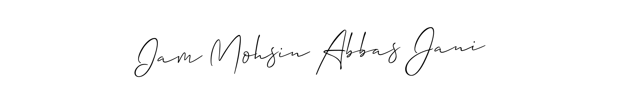 Also You can easily find your signature by using the search form. We will create Iam Mohsin Abbas Jani name handwritten signature images for you free of cost using Allison_Script sign style. Iam Mohsin Abbas Jani signature style 2 images and pictures png
